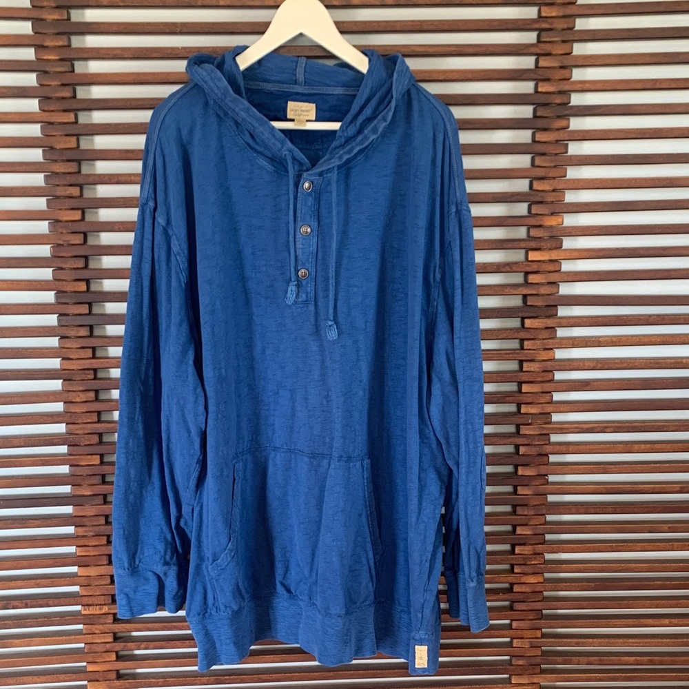 Lucky Brand Men's Indigo Blue Hooded Henley Pullover